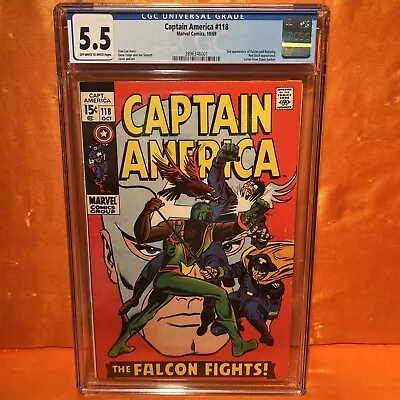 Buy Captain America #118 Cgc 5.5 2nd Falcon Redwing Red Skull Gene Colan Joe Sinnott • 78.83£