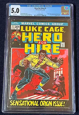 Buy Hero For Hire #1 (Jun 1972) ✨ Graded 5.0 WHITE Pages By CGC ✔ 1st Luke Cage • 237.18£