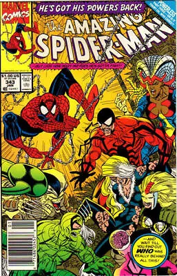 Buy Amazing Spider-Man (1963) # 343 Newsstand (7.0-FVF) Black Cat, Chameleon 1991 • 12.60£