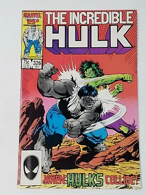 Buy Incredible Hulk 326 Marvel Comics Green Hulk Vs. Gray Hulk Copper Age 1986 • 7.94£