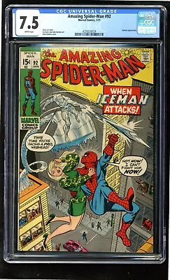 Buy 1971 Amazing Spider-man #92 Cgc 75 White Pages More Books Original Owner • 117.48£