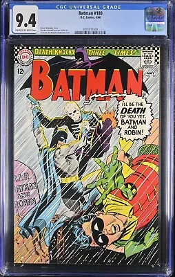 Buy 1966 Batman 180 CGC 9.4. 1st Appearance Of Death-Man. Robin Cover. RARE! • 439.73£