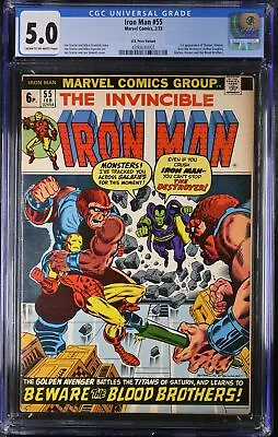 Buy Iron Man #55 CGC VG/FN 5.0 UK Price Variant 1st Appearance Thanos Drax! • 447.54£