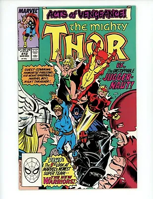 Buy Thor #412 Comic Book 1989 NM- Ron Frenz Marvel 1st Team App New Warriors • 11.82£