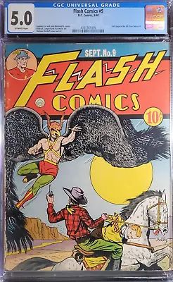 Buy 1940 Flash Comics #9  CGC 5.0. 3rd Hawkman Cover. 5th Appearance Of Hawkman. • 1,419.13£