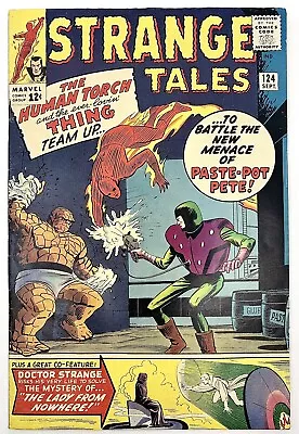 Buy Strange Tales # 124 1964 Ditko Lee Human Torch Thing Paste-Pot Pete Marvel VF • 111.78£