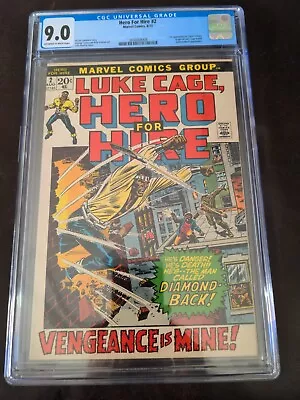 Buy Luke Cage, Hero For Hire #2 - CGC 9.0 OW-WP - Origin Retold - 1972 • 92.28£