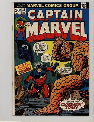 Buy Captain Marvel 26 F/VF 1st Thanos Vs Thing Cover 1973 • 55.96£