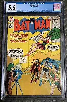 Buy Batman #139 1961 1st Appearance Of Batgirl C/OW Pages Key  CGC 5.5 4113985017 • 1,500£
