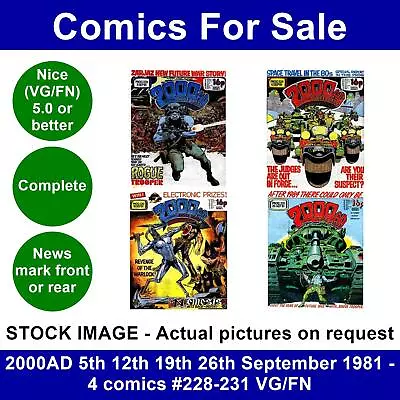 Buy 2000AD 5th 12th 19th 26th September 1981 - 4 Comics #228-231 VG/FN • 34.99£