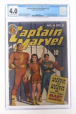 Buy Captain Marvel Adventures #18 - Fawcett 1942 CGC 4.0 1st Mary Marvel • 3,627.40£