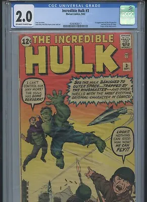 Buy Incredible Hulk #3 1962 CGC 2.0 (1st App Of Ringmaster)(Newton Rings On Cover)* • 420.32£