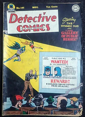 Buy Detective Comics #141 🔥 DYNAMIC GOLDEN AGE DUO 🔥 1948 Complete, Batman & Robin • 279.41£