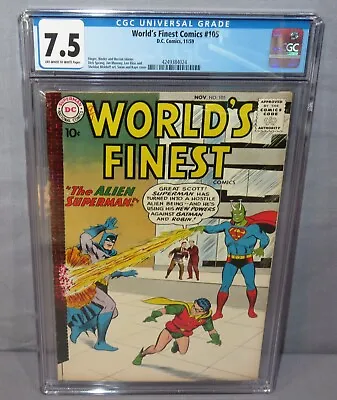 Buy WORLD'S FINEST COMICS #105 (Batman & Robin Appearance) CGC 7.5 VF- DC 1959 • 160.85£