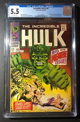 Buy MCG The Incredible Hulk #102 - CGC 5.5 SILVER AGE 1968 -HULK ORGIN RETOLD • 175.03£