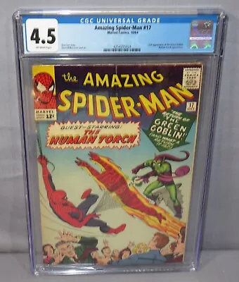 Buy AMAZING SPIDER-MAN #17 (Green Goblin 2nd App) CGC 4.5 VG+ Marvel Comics 1964 • 277.04£