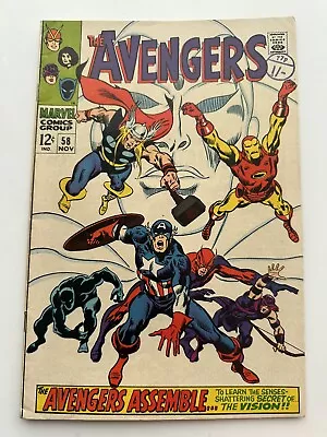 Buy Avengers #58 1968 - KEY 2nd App And Origin Of Vision (Joins Team+Iconic Page) FN • 20.55£