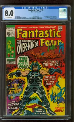 Buy Fantastic Four 113 CGC 8.0 1st OverMind John Buscema Art 8/1971 • 95.93£