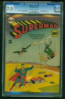 Buy Superman #10 (1941) CGC 7.0 1st Bald Lex Luthor Ad For World's Best Comics 1 • 5,145.25£