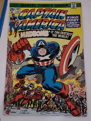 Buy Captain America #193 High Grade Jack Kirby Cover Marvel 1976 GEM • 31.62£