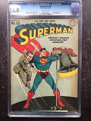 Buy SUPERMAN #26 CGC VG/FN 5.0;  OW; Classic Goebbels Nazi WWII Cover; Scarce! • 3,167.99£