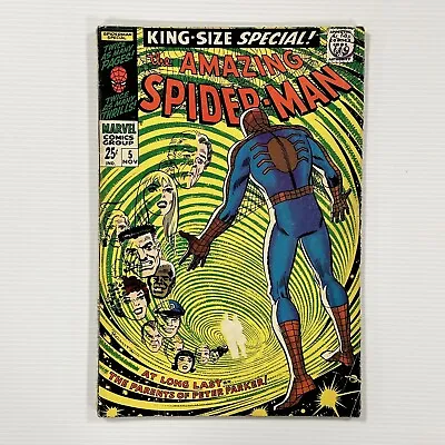 Buy Amazing Spider-Man King Size #5 1968 VG- 1st App Peter Parker's Parents Cent Cop • 36£