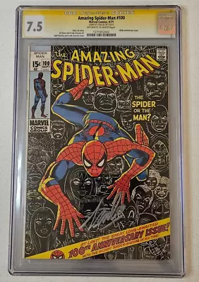 Buy The Amazing Spider-Man #100 Signed By Stan Lee CGC 7.5 SS Marvel 1971 Comic Book • 1,900£