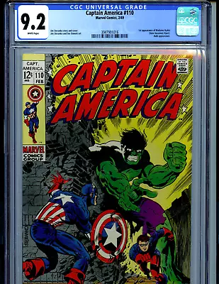 Buy Captain America #110 CGC 9.2 NM- 1969 Marvel  1st Madame Hydra Amricons K53 • 839.49£