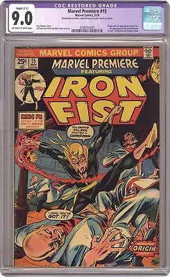 Buy Marvel Premiere #15 CGC 9.0 RESTORED 1974 4188703009 1st And Origin Iron Fist • 369.41£