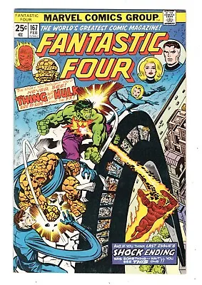 Buy FANTASTIC FOUR 167 (VF+ 8.5) HULK APPEARANCE With JACK KIRBY COVER ART * • 40.13£