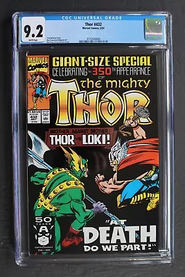 Buy THOR #432 Death Of LOKI Battle 1991 1st ERIC MASTERSON As The NEW THOR CGC 9.2 • 46.51£