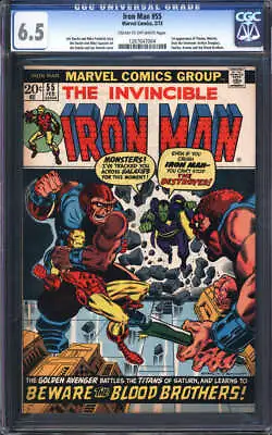 Buy Iron Man #55 Cgc 6.5 Cr/ow Pages // 1st Appearance Of Thanos Marvel Comics 1973 • 500.38£