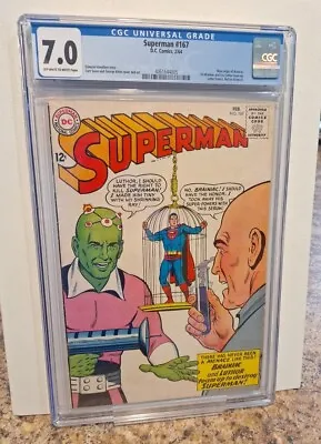 Buy Superman #167 CGC 7.0, New Origin Of Brainiac 1st Luthor & Brainiac Team-up 1964 • 180.96£
