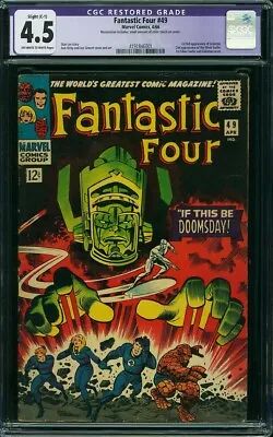 Buy Fantastic Four #49 CGC 4.5 Restored (C1) 1966 4191846001 • 401.75£