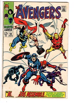 Buy Avengers #58 (1968) - Grade 4.0 - 2nd App Silver Age Vision - Ultron Origin! • 39.53£
