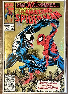 Buy Amazing Spider-Man 375 30th Anniversary Marvel Comic 1993 GOLD FOIL VENOM VF/VF+ • 10.27£