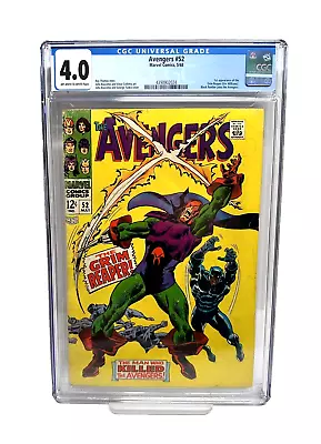 Buy Avengers #52 CGC 4.0 1968 KEY Black Panther Joins Avengers + 1st App Grim Reaper • 4.19£