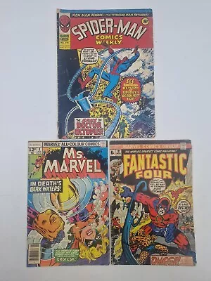 Buy 3x Vintage Marvel Comics, Ms Marvel No 8, Fantastic Four 132, Spider-Man 114 • 9.99£