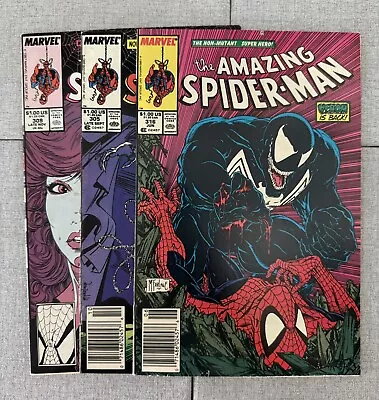 Buy Amazing Spider-Man #316 Newsstand McFarlane 1st Cover App Venom + #305 & 309 • 100.49£