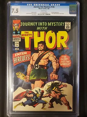 Buy Journey Into Mystery #124 (1966) CGC 7.5, White Pages, Hercules Appearance!!! • 284.97£