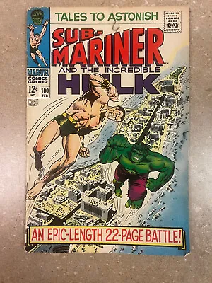 Buy Tales To Astonish #100 Sub-Mariner And The Incredible Hulk (Marvel, 1967) • 36.18£