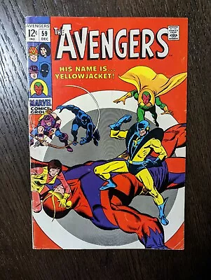 Buy The Avengers #59, 1st Yellowjacket, 3rd Vision, White Pages, Dec 1968, Marvel • 46.51£