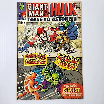 Buy Tales To Astonish #63 Hulk (Marvel 1965) 1st App & Origin The Leader FN • 59.37£