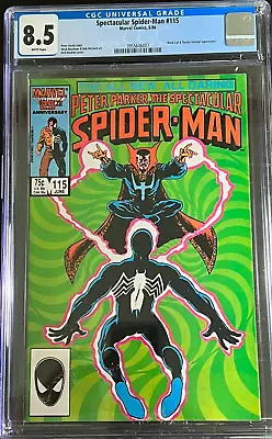 Buy 1986 Spectacular Spider-Man 115 CGC 8.5 Doctor Strange Cover Black Cat App • 147.85£