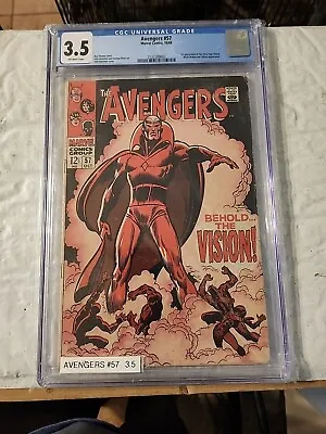 Buy Avengers #57 CGC 3.5 OW Pages, 1st App. Vision + 2nd Ultron, Silver Age Key 🔑! • 180.96£