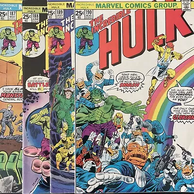 Buy Incredible Hulk #187 188 189 & 190 (Marvel) Lot Of 4 Comics • 32.12£