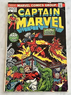 Buy Captain Marvel #27, VG 4.0, 1st App Eros And Mentor; Jim Starlin Thanos War • 27.22£