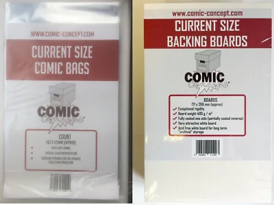 Buy 20 X COMIC CONCEPT CURRENT BACKING BOARDS AND 20 X CURRENT COMIC BAGS • 8.25£