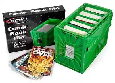 Buy 1 Case (5) BCW Green Short Comic Book Box Bin | Heavy Duty Acid Free Plastic • 110.94£