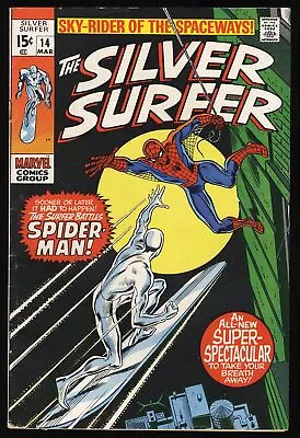 Buy Silver Surfer #14 VG+ 4.5  Appearance Of Amazing Spider-Man! Marvel 1970 • 51.47£